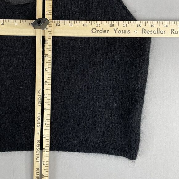 Code x Mode Fuzzy Knit V Neck Crop Top Women's Large Black Angora Sleeveless - Picture 9 of 9